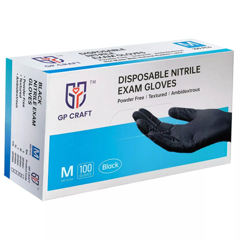 GP CRAFT DISPOSABLE NITRILE BLACK GLOVES